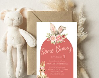 Birthday Invitations, First Birthday, Some Bunny Is Turning One, Easter Birthday Invitation, 1st Birthday, Easter Birthday, Bunny Birthday