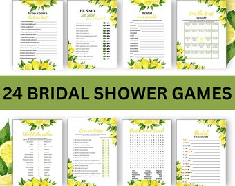 Lemon Bridal Shower Games, Lemon Themed Bridal Shower Games, Printable Bridal Shower Games, She Found Her Main Squeeze Bridal Shower