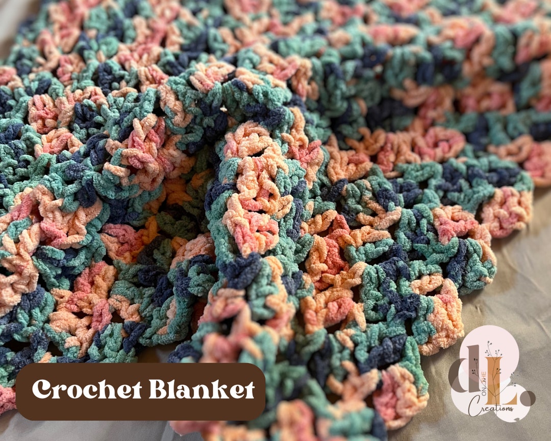 Pink and Blue Baby Blanket Handmade Crochet Baby Girl Afghan Etsy
