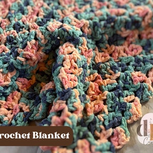 Pink and Blue Baby Blanket Handmade Crochet, Baby Girl Afghan, Newborn Girl Blanket, Knit Baby Blanket, Coral Pink Baby Blanket, Baby Afghan