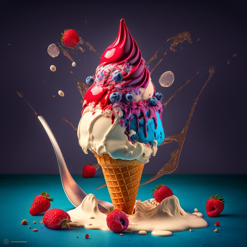 Red_white_and_blue_ice_cream_cone_ Etsy