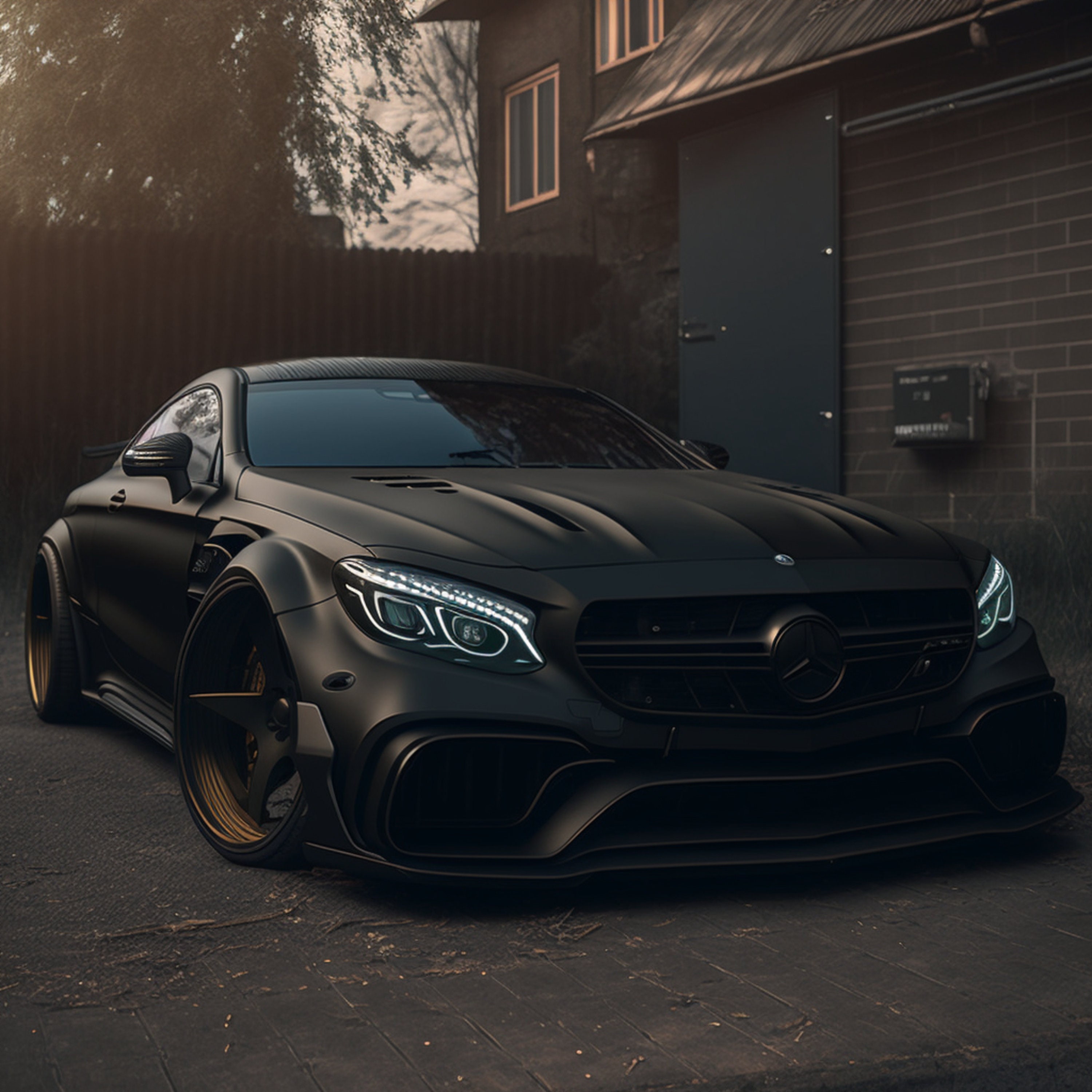 Mercedes_benz_matte_black_lowered_amg_realistic_ Etsy