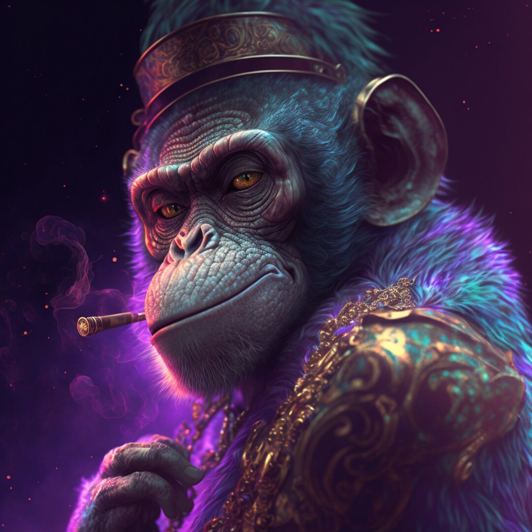 Gangster Monkey Smoking Etsy