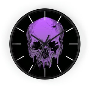 Skull and Spider Wall Clock, Spooky Home Decor, Unique Gift Idea