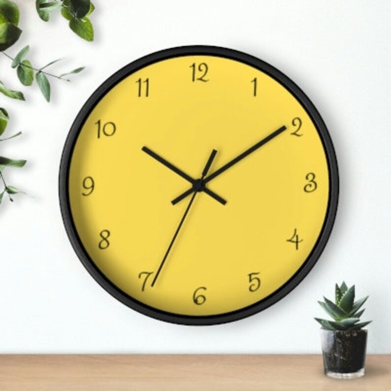 Yellow and Black Clock Minimalist Clock Modern Simple Wall Etsy