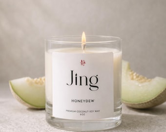 Honeydew Candle | 8oz Glass Jar | Asian-Inspired Handmade Scented Candle | Natural Soy Coconut Wax