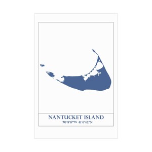 Impressão sem moldura da Ilha de Nantucket - Decoração costeira para amantes da praia, arte para escritório em casa, presente náutico, lembrança de viagem, arte de parede