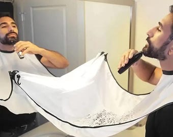 Waterproof Beard Trimming Apron: Hair Catcher Bib with Suction Cups