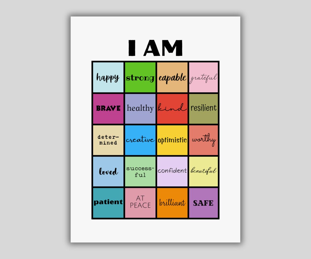 Daily Affirmations Wall Art | I Am | Positive Thinking | Motivational ...