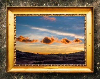 Volcanic Crater Sunset Canvas Wall Art with Acrylic, Fine Art Print, Framing and Metal Options