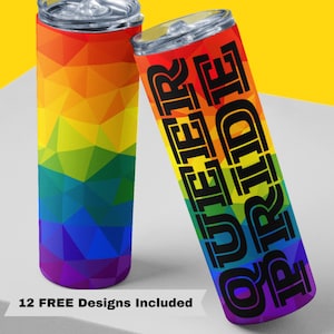 20oz Skinny Tumbler LGBTQIA+ Tumbler Sublimation Design Templates, Queer Pride Tumbler Sublimation Wrap, Gay Pride Tumbler, Love is Love