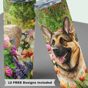 20oz Skinny Tumbler German Shepherd Lover Sublimation Design, German Shepherd Dog Mom Tumbler Straight PNG Digital Download, Shepherd Wrap