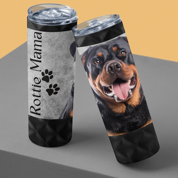 20oz Skinny Straight Tumbler Rottweiler Mom Sublimation Design Dog Mom Tumbler Straight PNG Digital Download Rottie Mama Sublimation Wrap