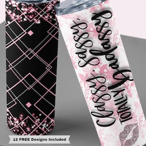20oz Skinny Straight Classy Sassy and Badass Sublimation Design Templates, Badass Tumbler Straight PNG Digital Download Sublimation Wrap