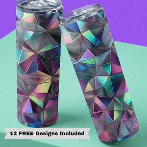 3D Holographic Prism Tumbler Wrap, 20 oz Tumbler Wrap Digital Design, 3D Prism Tumbler Design Download, 3D Tumbler Design Holographic