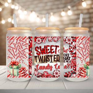 16 oz Libbey Glass Can Sweet But Twisted Does That Make Me A Candy Cane Sublimation Design Templates, Merry Christmas Sweet Design