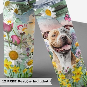 20oz flaco recto vaso Pitbull amante sublimación diseño perro mamá vaso recto PNG descarga digital, pitbull perro sublimación envoltura