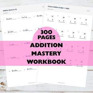 Cuaderno de ejercicios para dominar la suma / Matemáticas de 1.er grado / 300 hojas de trabajo / Problemas de operaciones, columnas y palabras