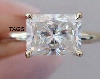 2.00CT Radiant Cut Moissanite Engagement Ring Radiant Cut Solitaire vintage ring 4 Prongs Wedding ring bridal ring unique radiant ring gift