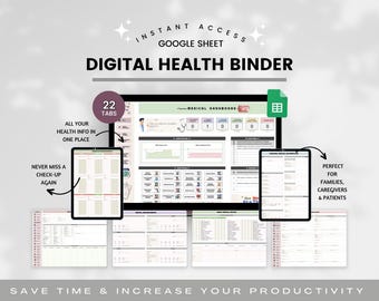Emergency Binder Spreadsheet, Health Wellness Tracker Spreadsheet, Chronic Illness Log, Medical Planner Google Sheet, Pain & Symptom