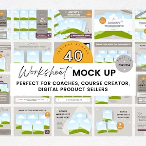 Mockup Canva Template for Coaches, Planner Mockup, Worksheets Mockup, Course Creator Mockup, Online Course Mockup, Etsy Mockup Planners
