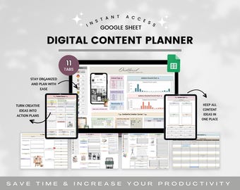 Contentplanner voor sociale media Google-spreadsheet, maandelijkse socialemediakalender voor digitale makers, digitale contentkalender, planningtracker