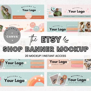 20 Etsy Shop Banner Covers, Etsy Banner Template, Etsy Shop Banners, Etsy Banner Mockups, Etsy Shop Banner Mockup, Digital Banner Mockup