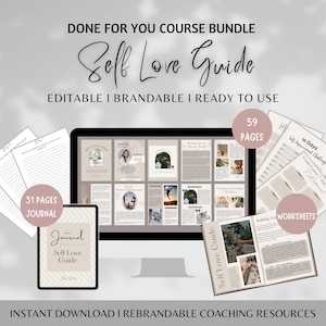 Self Love Guide Done For You Ebook, Self- Love Coach Workbook, Life Coaching Tools,Brandable Coaching,Lead Magnet Coaching Workbook Template