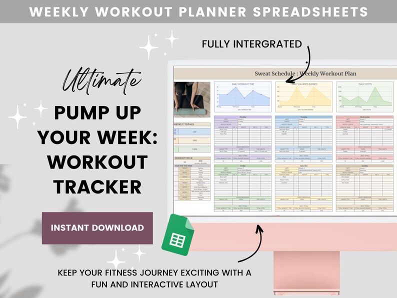Weekly Workout Planner Spreadsheet, Weekly Fitness Planner, Digital Fitness Tracker, Weight Loss, Exercise Template for Coaches, Wellness image 9