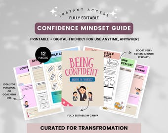 Planilha para Transformação da Mentalidade e da Confiança, Planilhas de Autoestima, Planilha de Crescimento Pessoal, Guia de Ferramentas de Autocuidado, Recursos para Coaching de Vida