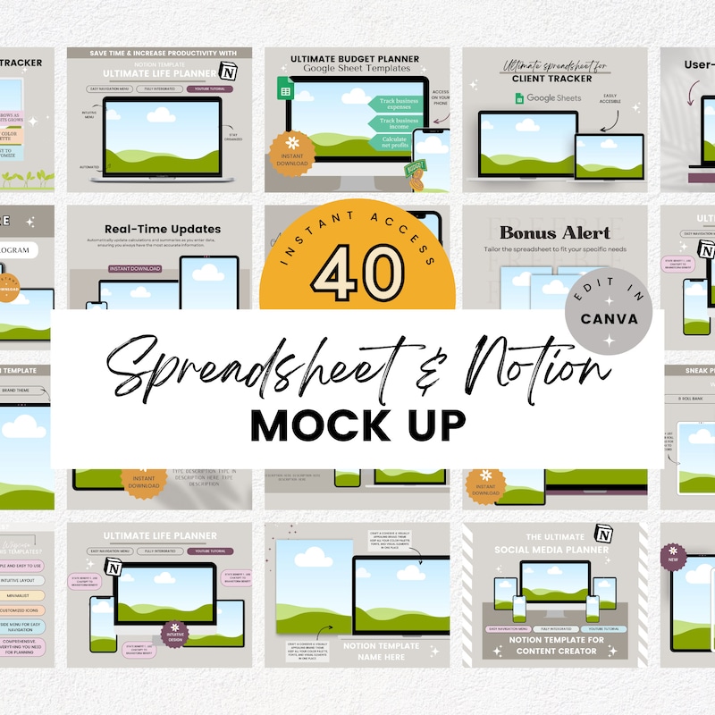 Spreadsheets Mockups - Etsy