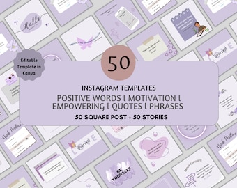 50 Instagram Motivational Quote Template Canva | Positive Quotel Editable Quotes Templates | Instagram Post Stories Quotes | Coach l Phrases