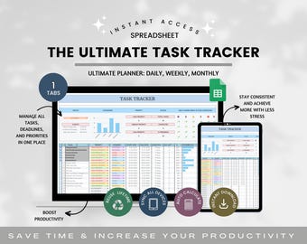 Task Tracker Spreadsheet, To Do List Spreadsheet, Productivity Planner, List Checklist, Task Priority Tracker, Digital Planner Google Sheet