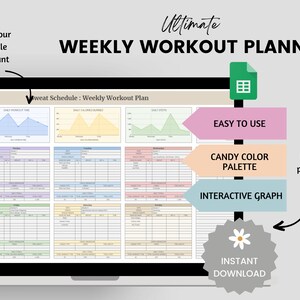 Weekly Workout Planner Spreadsheet, Weekly Fitness Planner, Digital Fitness Tracker, Weight Loss, Exercise Template for Coaches, Wellness image 4