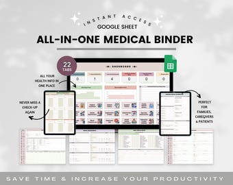 Medical Binder Spreadsheet, Health Wellness Tracker Spreadsheet, Chronic Illness Log, Medical Log, Medical History Tracker, Pain & Symptom