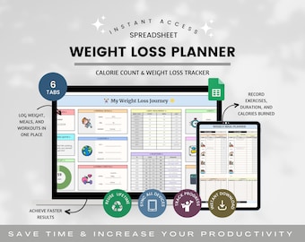 Weight Loss Tracker Spreadsheet, Weight Loss Planner, Weigh-in Chart, Body Measurement Log, Weight Log, Fitness Journal, BMI tracker,Fitness