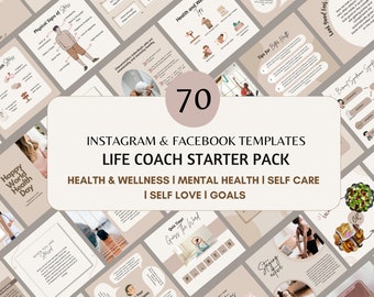 70 Wellness & Health Coach Instagram Canva Templates l Life Coach Instagram Post Templates|Social Media Post | Coaching Instagram Post