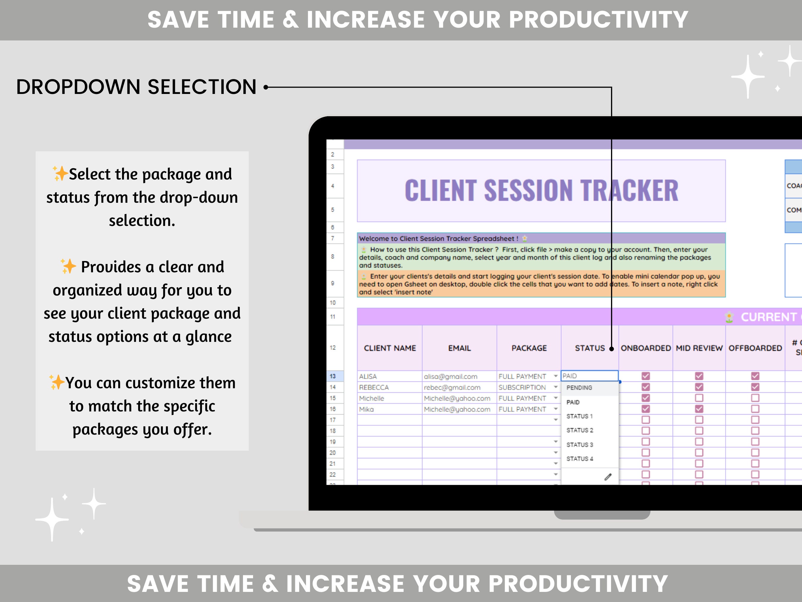 Client Session Tracker Spreadsheet for Coaches, Client Management ...
