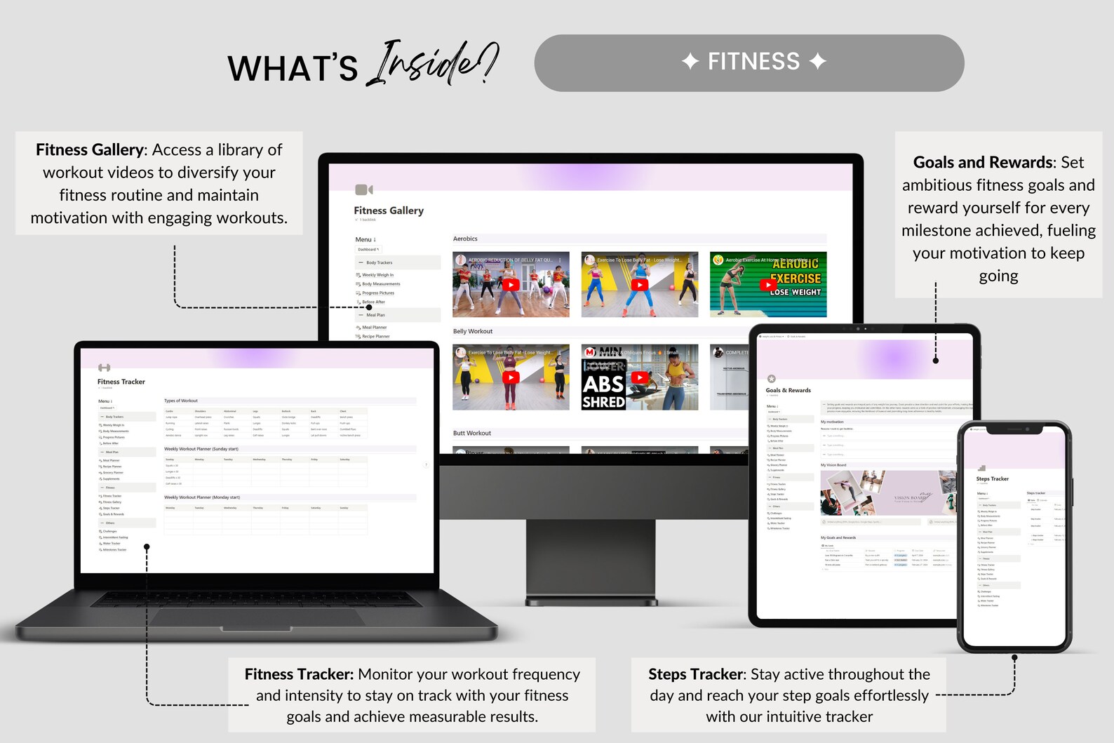 Weight Loss Tracker Notion Template, Weight Tracker, Calorie Tracker