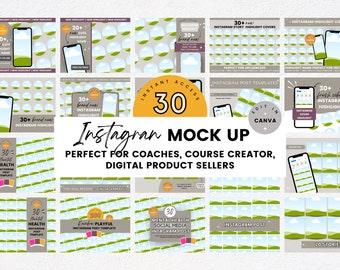 Instagram Content & Instagram Highlight Mock-Up Templates, Social Media Mockup Template, Instagram Post Mockup, Story Highlight Cover Mockup