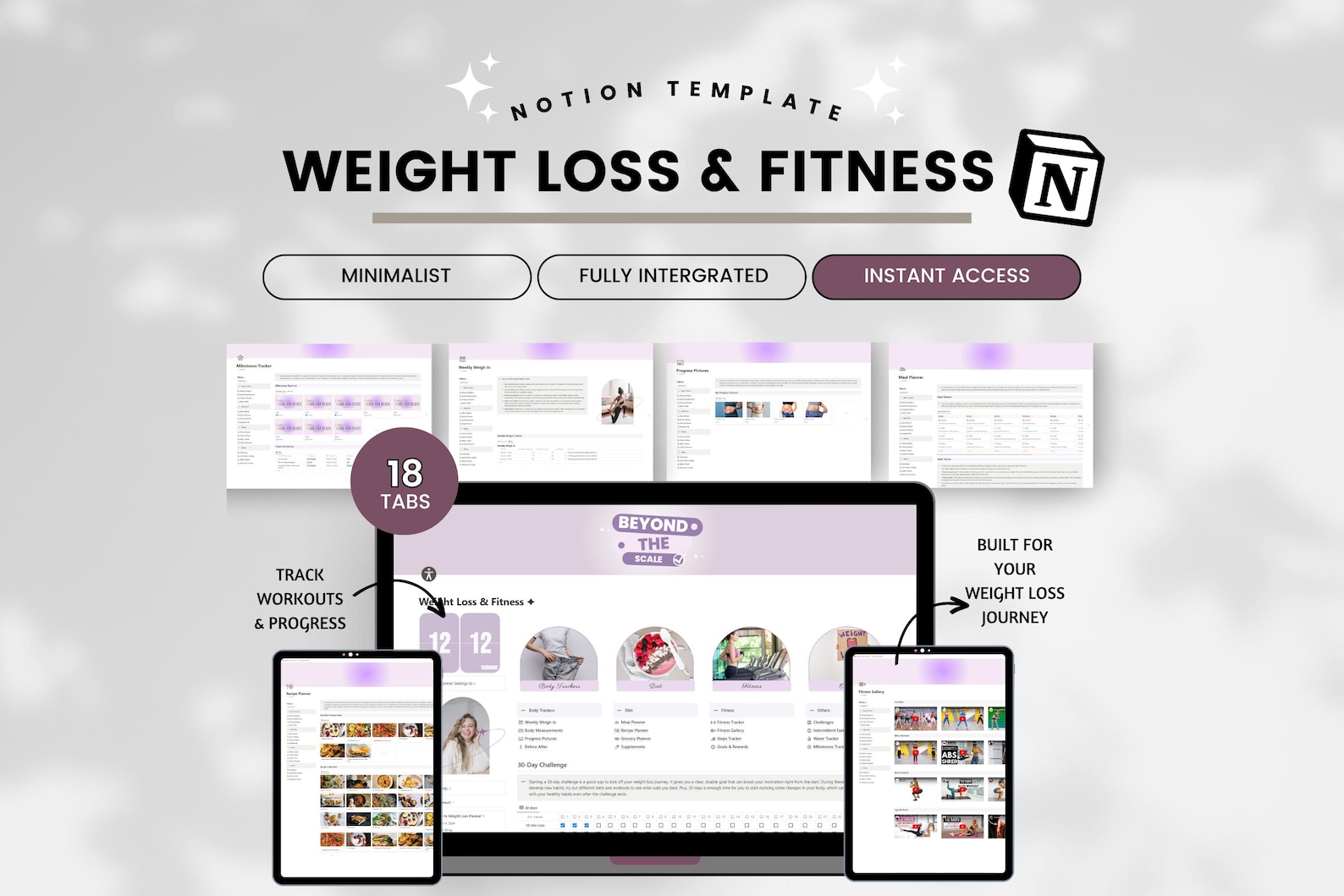Weight Loss Tracker Notion Template, Weight Tracker, Calorie Tracker