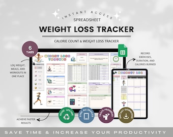 Weight Loss Tracker Spreadsheet, Weight Loss Planner, Weigh-in Chart, Body Measurement Log, Weight Log, Fitness Journal, BMI tracker,Fitness