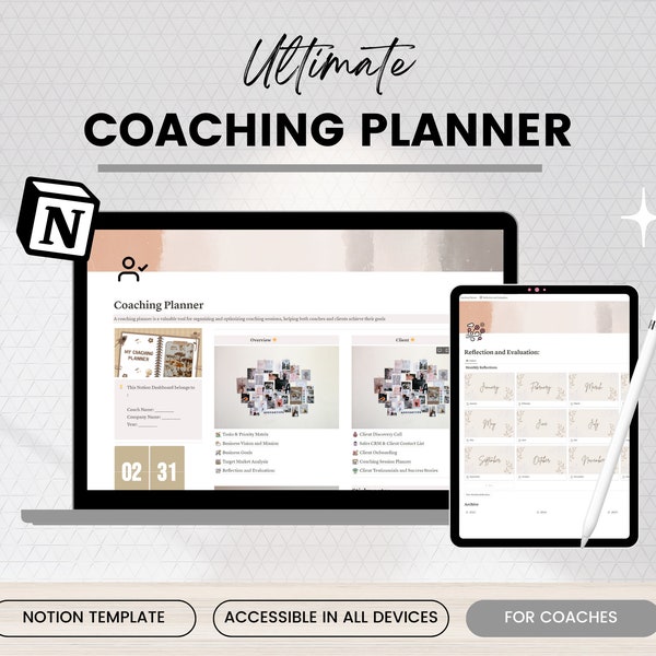 Coaching Client Portal Notion Template, Coaching Session Planner, Coach Client Onboarding, Notion Template for Coaches,Client Discovery Call