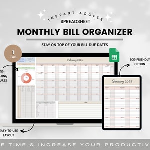 Bill Tracker Spreadsheet, Google Sheets Bill Calendar, Monthly Bill Planner, Bill Payment Dashboard, Bill Organizer, Finance Planner, Budget