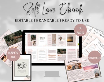 Self Love Canva Template Done For You Brandable ebook, Self Love Journey, Lead Magnet, Life Coaching Tools, Coach Workbook Template, Canva