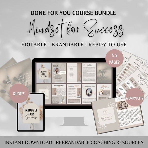 Done For You Success Mindset eCourse, Mindfulness Course, Editable Canva, Life coaching tools, Mental Health, Coach Ebook Template, Ebook