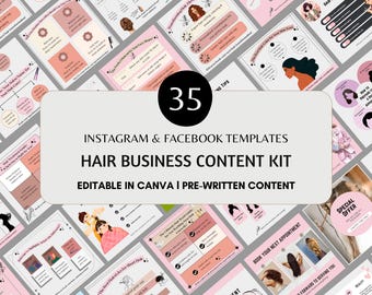 Modelo de postagem para Instagram de cabeleireiro(a), mídias sociais para salão de beleza, modelos de marketing para salão, kit de conteúdo para negócios de beleza