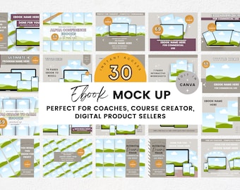 30 Ebook Mockup Template, Etsy Mockup for Planners, Journal Templates, eBooks, Course Creators, Digital Product Mockup, Online Course Mockup
