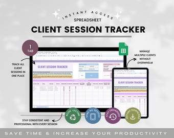 Planilha de acompanhamento de sessão de cliente para coaches, gerenciamento de clientes, planilha para pequenas empresas, planejador de coaches, planejador de clientes, lista de clientes