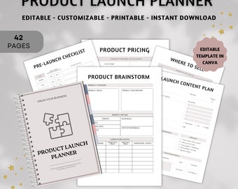 Product Launch Planner Worksheets Done For You, Course Marketing Plan, Marketing Planner, Business Planner, Startup Launch Planner Checklist